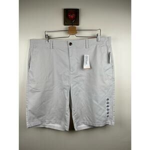 NEW Old Navy Mens Casual Knee Shorts Flat Front White Gray Slim Size 40